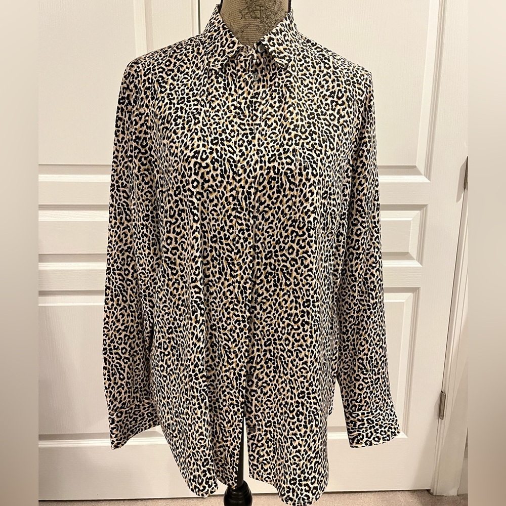 J. Crew Animal Print Silk Blouse